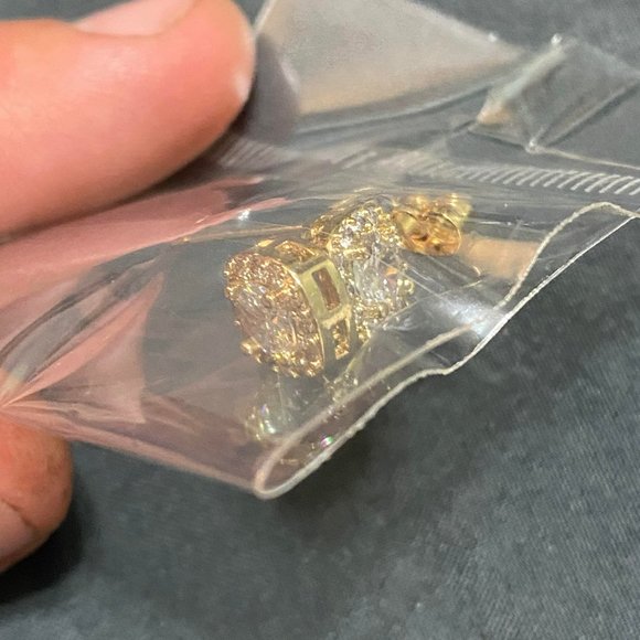 Square Cubic Zirconia Post Earrings - Picture 2 of 3